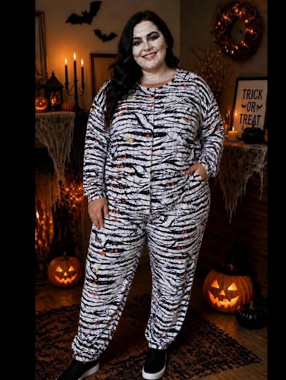 SHEIN Plus Adult Mummy Pajama Costume Set 2pc Halloween Co-ord Lounge Set 5XL